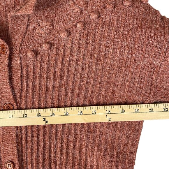 Molly Bracken Oversized Knit Cardigan XS Pink Ribbed Popcorn Bobble Sweater Cozy - Picture 5 of 6